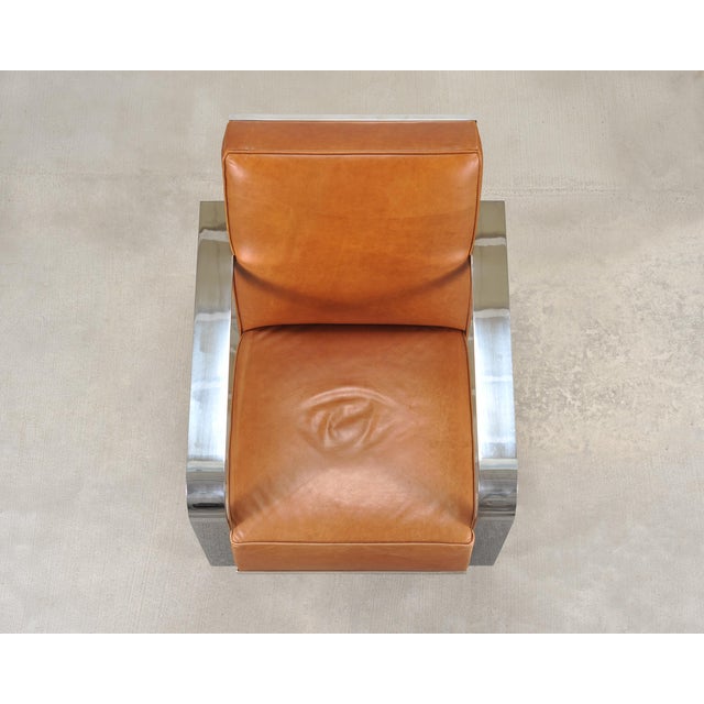 Brown Ralph Lauren Modern Penthouse Chrome and Leather Lounge Chair For Sale - Image 8 of 18