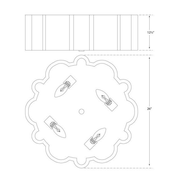 Traditional Alexa Hampton for Visual Comfort Signature Markos Grande Flush Mount in Natural Brass with Frosted Acrylic For Sale - Image 3 of 3