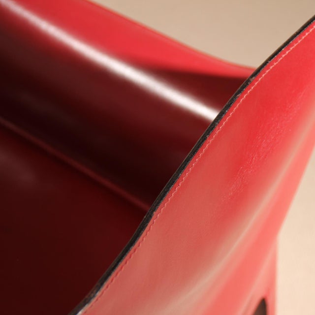 Red Vintage Cab 414 Chair in Leather by Mario Bellini for Cassina, 1982 For Sale - Image 8 of 18