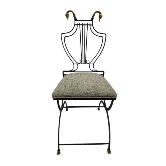 French Maison Jansen Lyre Back Pair of Chairs For Sale - Image 3 of 5