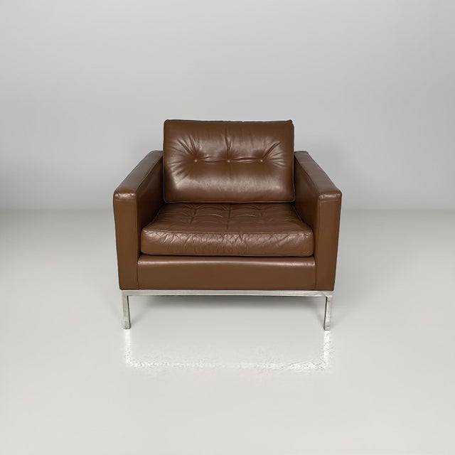 American leather armchairs by Florence Knoll for Knoll International, 1970s Pair of armchairs model Florence Knoll Lounge...