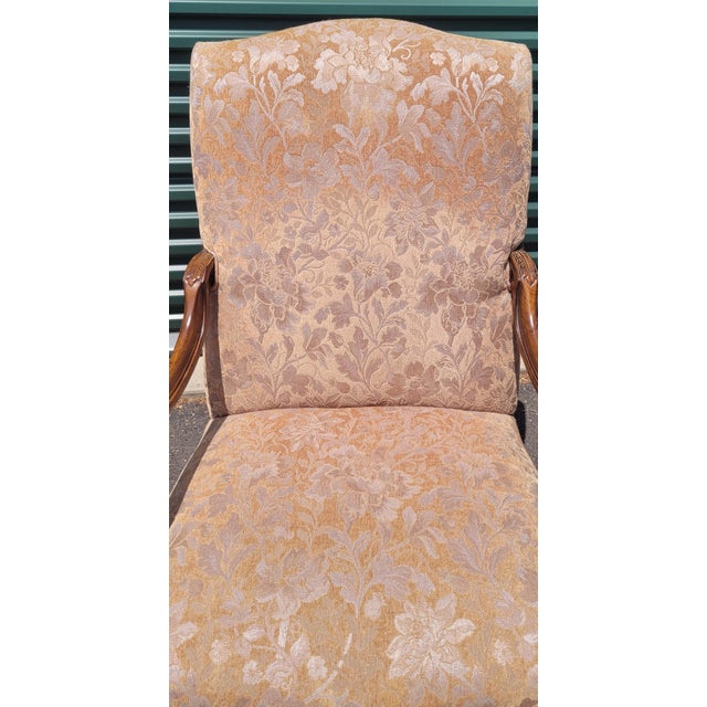 1990s Fine Pair of Large High Back Georgian Style Armchairs For Sale In Philadelphia - Image 6 of 12