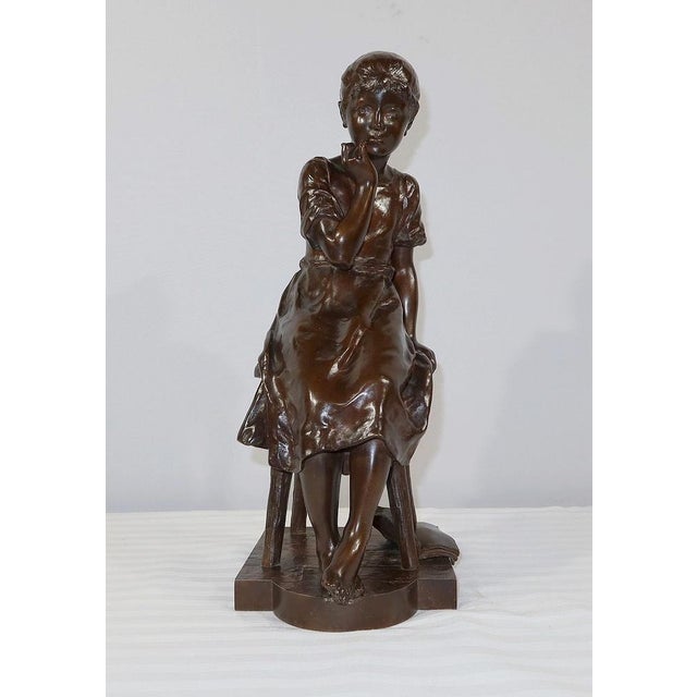 Nice proof in bronze with brown patina signed André Massoulle (1851-1901) and bearing the stamp of the founder Thiebaut...