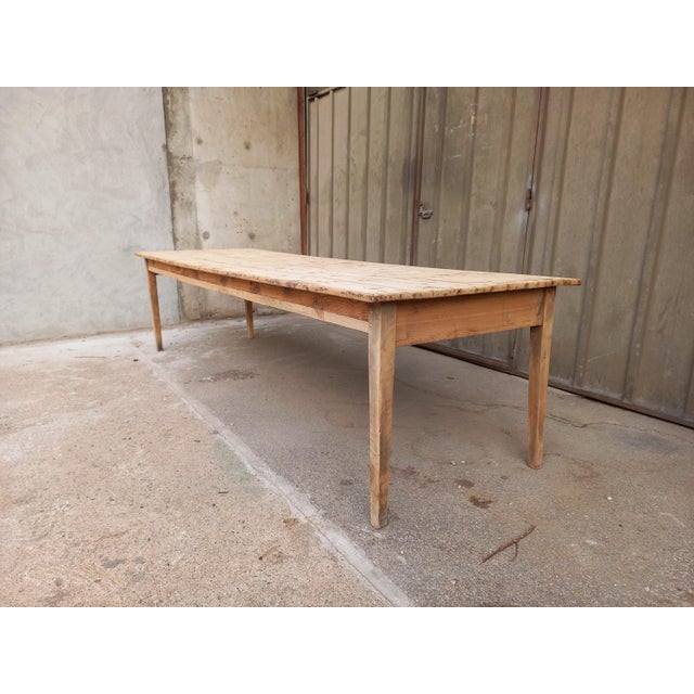 Large Fir Farm Table, 1940s For Sale - Image 4 of 18
