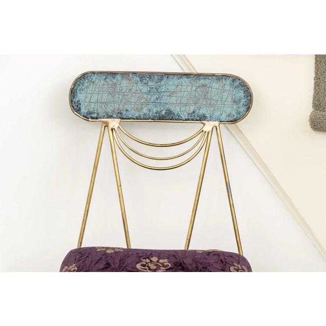 Mid-Century Modern Mid-Century Italian Bronze & Brass Iron Swag Accent Chair For Sale - Image 3 of 7