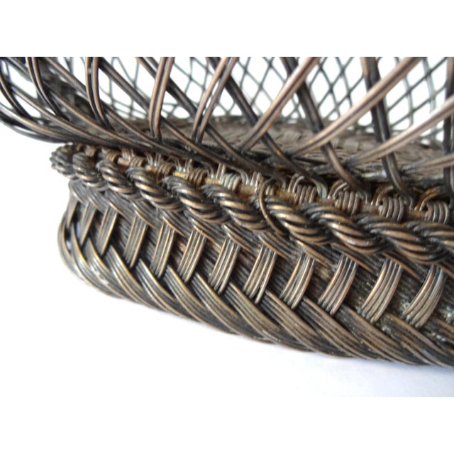 Antique French Wine Bottle Basket With Rope Link Handle For Sale - Image 10 of 11
