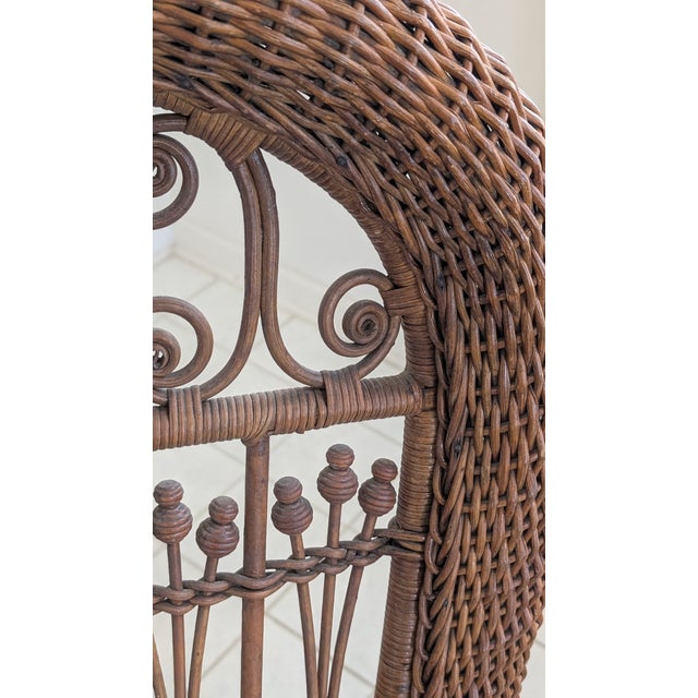 Coffee Antique Natural Wicker Rocker For Sale - Image 8 of 12