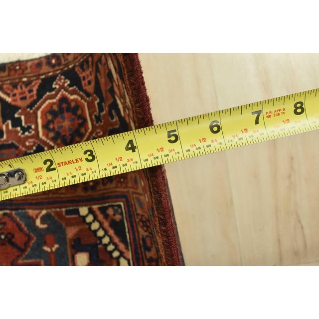 Vintage Heriz Rug 8'3'' X 11'8'' Red Wool Tribal Hand-Knotted Oriental Carpet For Sale - Image 13 of 15