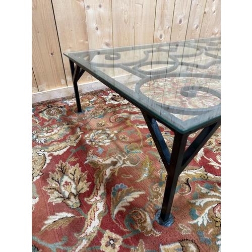 Wrought-Iron Coffee Table with Glass Top For Sale - Image 4 of 8