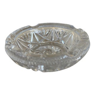 Mid Century Crystal Cut Cigar Ash Tray For Sale