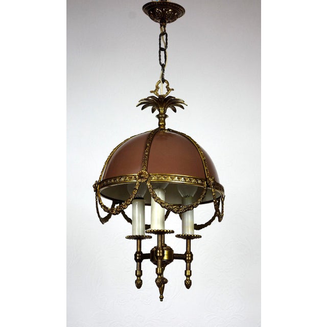 Vintage French Bouilette Brass and Metal Shade Chandelier, 1940s For Sale - Image 15 of 15