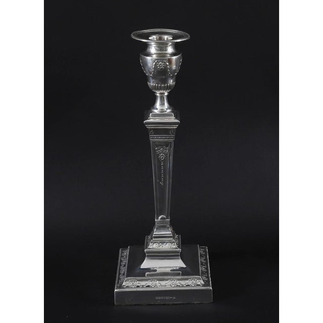 Antique Neoclassical Silver-Plated Candlesticks from Walker & Hall, 19th Century, Set of 2 For Sale - Image 4 of 15