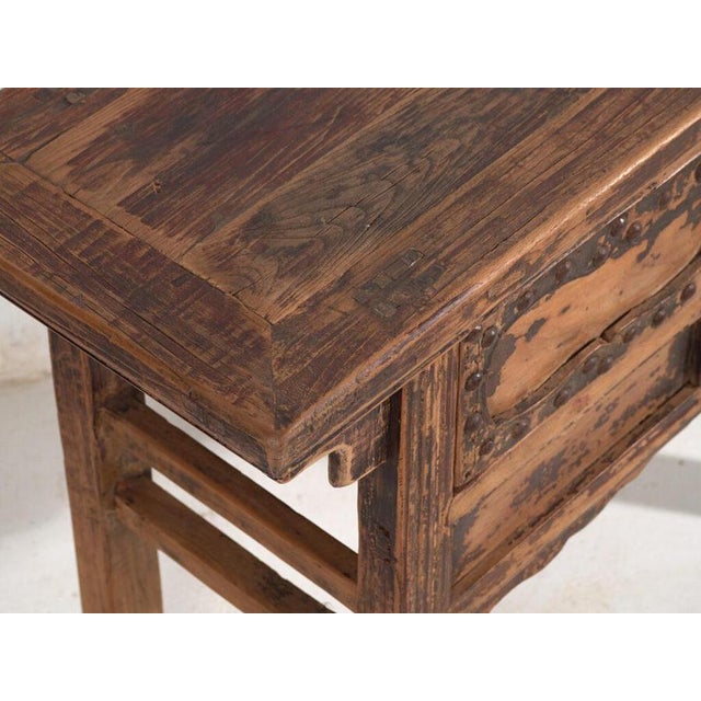 Antique Elm Console Table with Iron Hardware from Amaru For Sale - Image 3 of 11