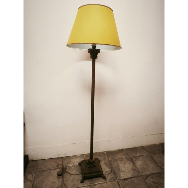 Floor Lamp with Brass Capitals and Fabric Lampshade, 1980s For Sale - Image 15 of 18