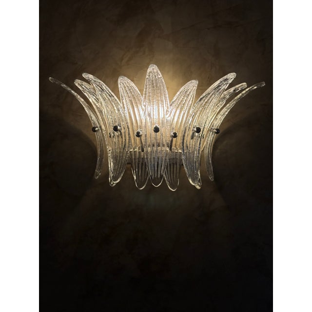 Vintage Wall Lamps in Clear Glass, Set of 2 For Sale - Image 9 of 18