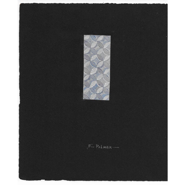 Watercolor and gouache Art Deco design for a tie, on a black paper mount and signed lower center. Mount size: 8.5 x 9.75;...