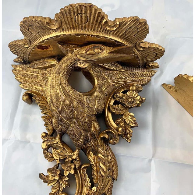 Gold 19th Century Carved Giltwood Wall Brackets, Set of 2 For Sale - Image 8 of 13