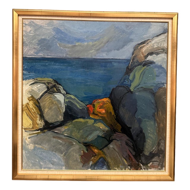 Stig Delang, Large Storm Clouds, Bohuslän, 1960s, Oil on Canvas, Framed For Sale
