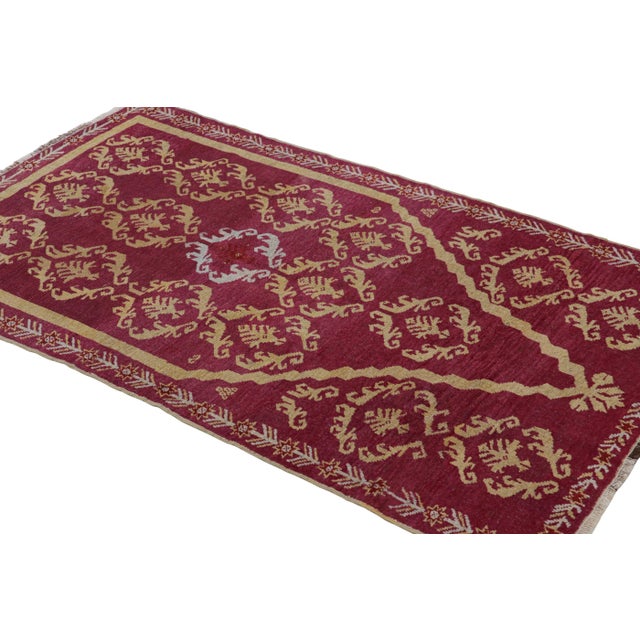 Rug & Kilim Antique Kirsehir Rug in Red With Gold Geometric Patterns, From Rug & Kilim For Sale - Image 4 of 7