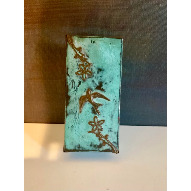Vintage Zenda Mexico Copper Box With Bird and Floral Relief For Sale - Image 11 of 16