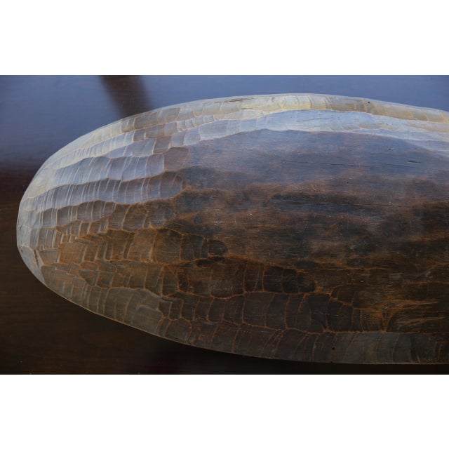 1960s Tribal Feast Offering Tray, Large Hand Hewn Brown Wood Bowl by the Indigenous Mentawei, Indonesia For Sale - Image 10 of 18