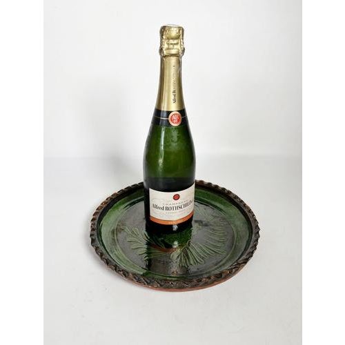 Green Glazed Terracotta Plate, France, 1960s For Sale - Image 3 of 9