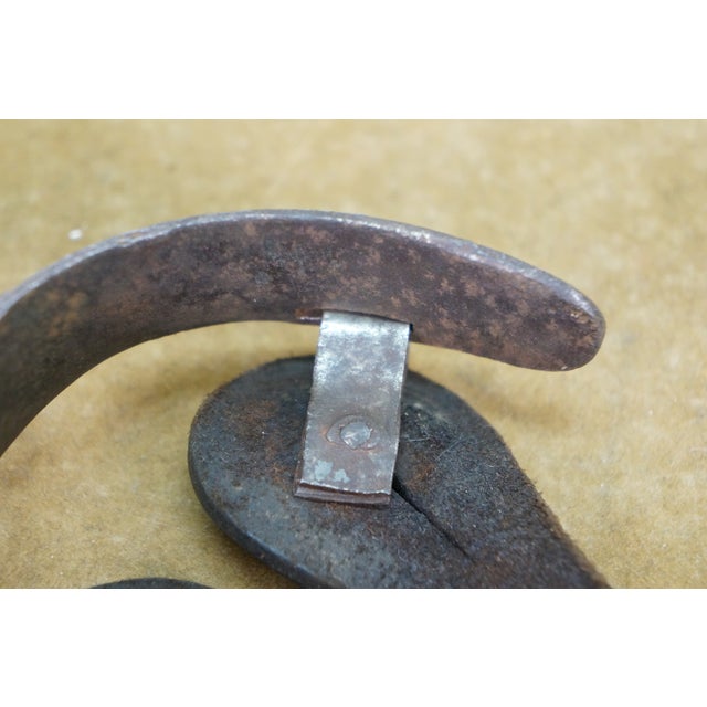 Antique Southwestern Mexican Spanish Cowboy Iron Copper Inlay Horse Spurs For Sale - Image 15 of 16