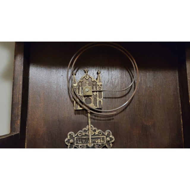 Art Nouveau Antique 1890's Heavily Carved Grantdfather Tall Case German Clock Working For Sale - Image 3 of 12