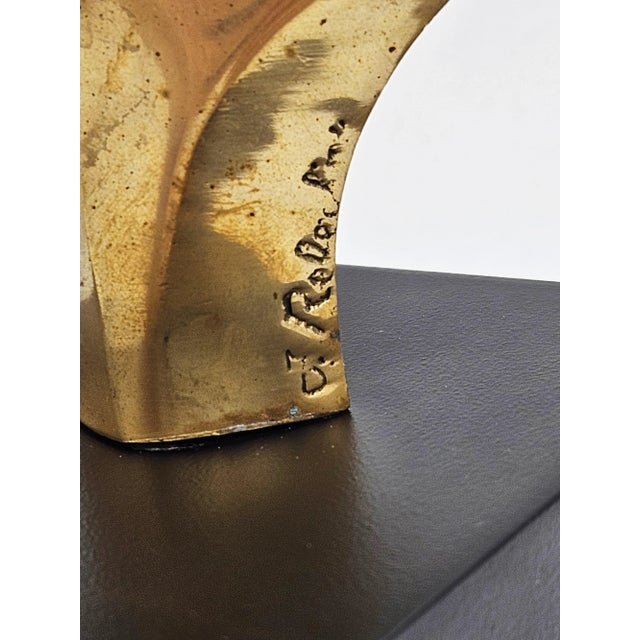 Vintage Signed Brass Acrylic Strands Abstract Surrealist Harp Sculpture C 1960s For Sale - Image 15 of 15