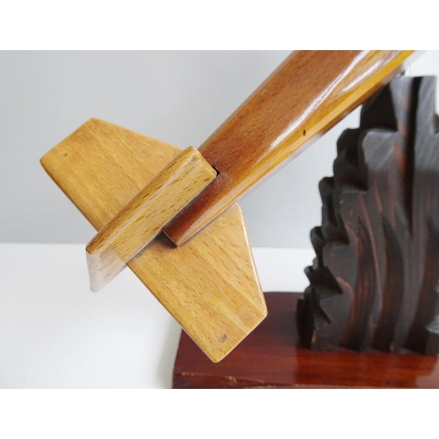 Brown Art Deco Wooden Aircraft Model, 1930s For Sale - Image 8 of 11