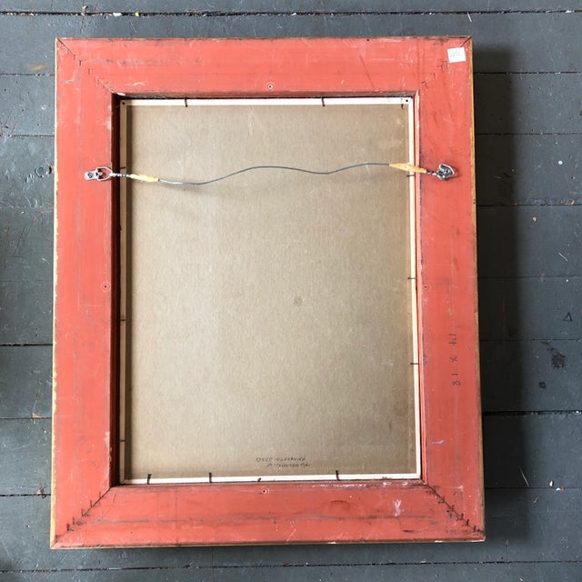 1970s 1970’s Original Modernist Painting Tower of Learning Pittsburgh Ornate Frame For Sale - Image 5 of 7