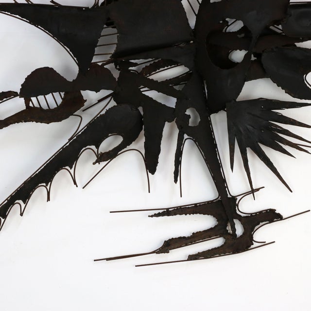 Black Brutalist Iron Wall Sculpture by M. Di Giovanni, 1970s For Sale - Image 8 of 11