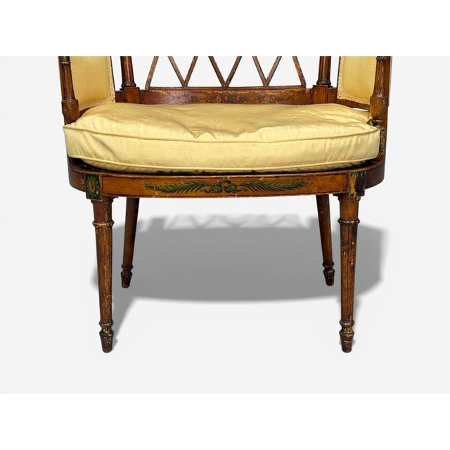 Wood Adams Style, Chair and Ottoman, Painted Wood, Fabric, Usa, 1930s For Sale - Image 7 of 13