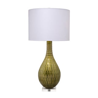 Serpentine Table Lamp, Chartreuse Etched Glass For Sale