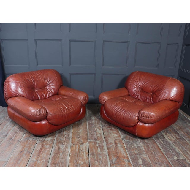Lounge Chairs in Leather by Sapporo for Mobil Girgi, Italy, 1970s, Set of 2 For Sale - Image 15 of 18