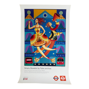Lesley Saddington,Simply Showbiz by Tube and Bus (1998), Original First Edition Poster , Printed in Uk