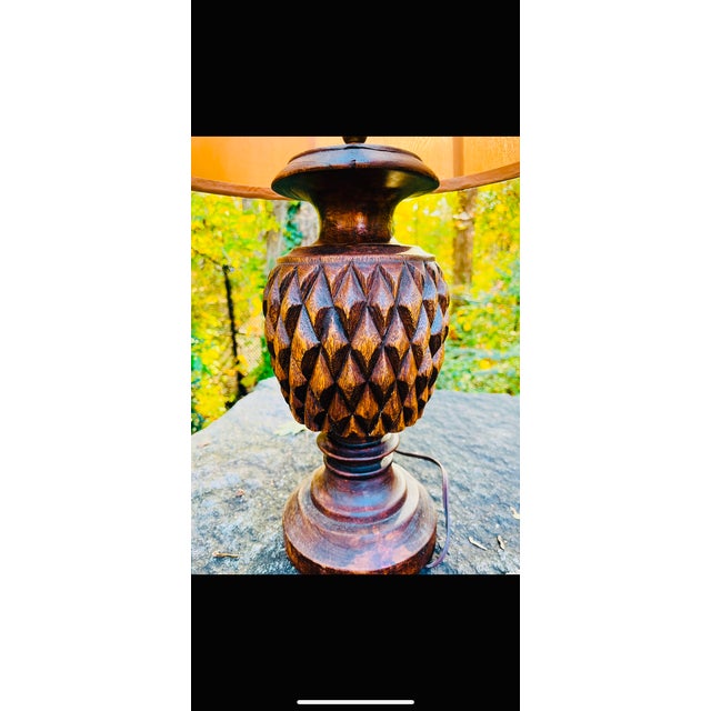 Mid-Century Wood Pineapple Lamp For Sale In Atlanta - Image 6 of 8