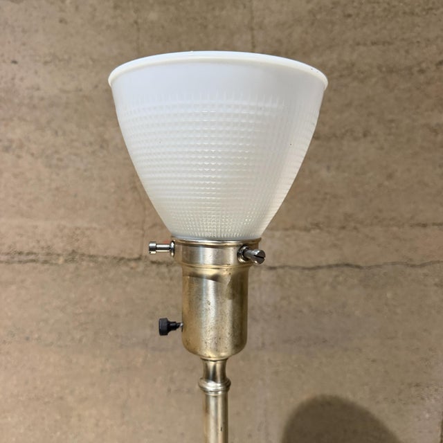 For your consideration, a vintage Neoclassical torchiere table lamp, likely produced during the mid-20th century ....