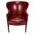 1950s Burgundy Red Vinyl Wingback Studded Library Club Chair For Sale - Image 4 of 13