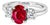 Late 20th Century 14K White Gold Ruby Diamond Three Stone Ring, Size 6.5 For Sale
