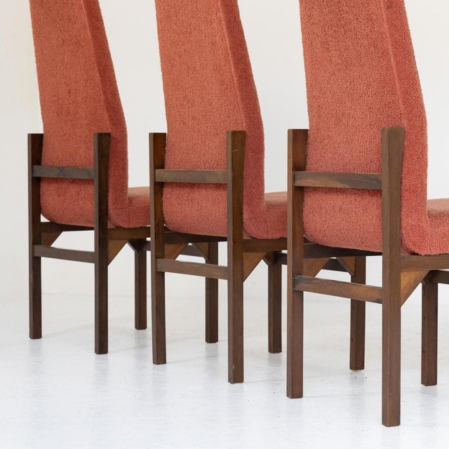 Teak and Red Bouclé Chairs, 1960s, Set of 6 For Sale - Image 9 of 12