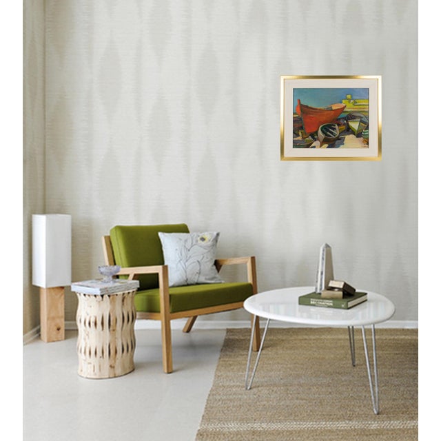 Old Boats in Provence, Oil on Canvas Painting by Felix Eugene Bellenot, Circa 1930 For Sale - Image 13 of 16