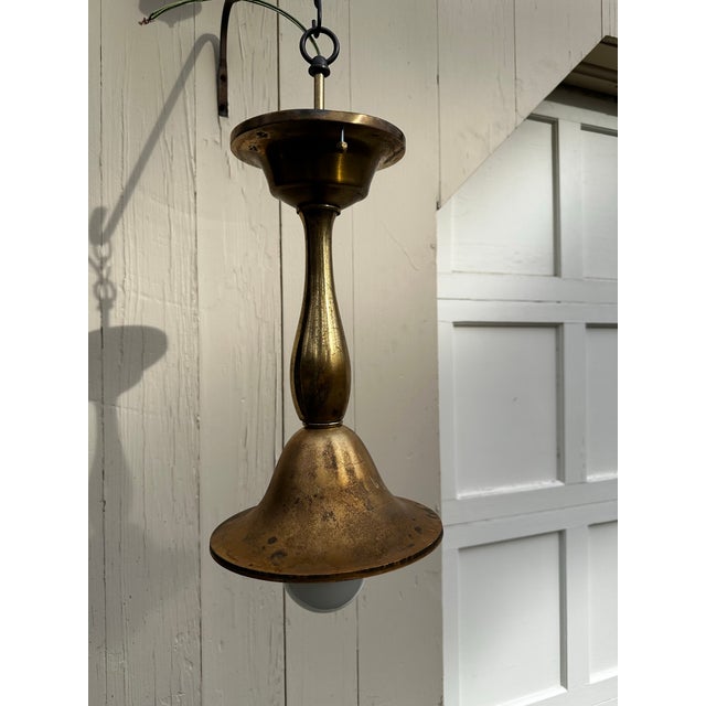 Vintage Brass Ceiling Pendant For Sale In New York - Image 6 of 7