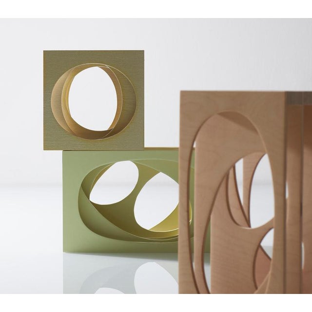 Tall Fluid Cube Series 11 Wall Sculpture in Birch Plywood by A Hint of Neon For Sale - Image 4 of 6