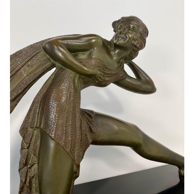 Metal Demètre H. Chiparus, Art Deco Sculpture of Woman with Drapery, 1928, Bronze on Marble Base For Sale - Image 7 of 17