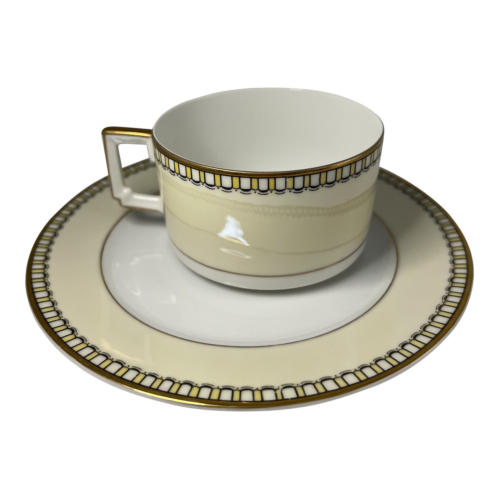 Vintage Heinrich Bavaria Germany Cream & Gold Tea Coffee Cup With Plate