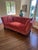 1920s Spanish Revival Tuxedo Couch in Red Velvet For Sale - Image 4 of 12