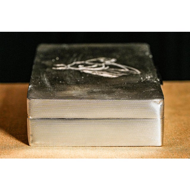 Luxurious Engine Turned Horse Antique Sterling Silver Desk Trinket Jewelry Box Home Decor For Sale - Image 11 of 15