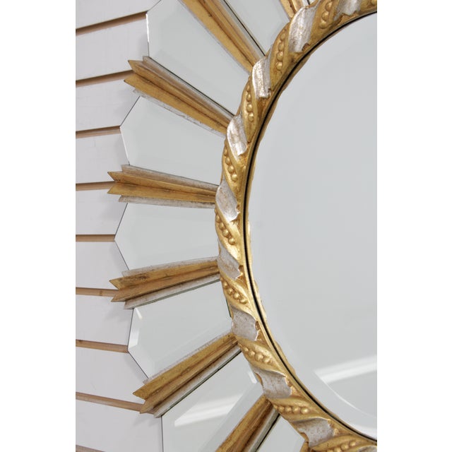 Friedman Brothers Round Modern Sunburst Gold & Silver Mirror For Sale - Image 9 of 13