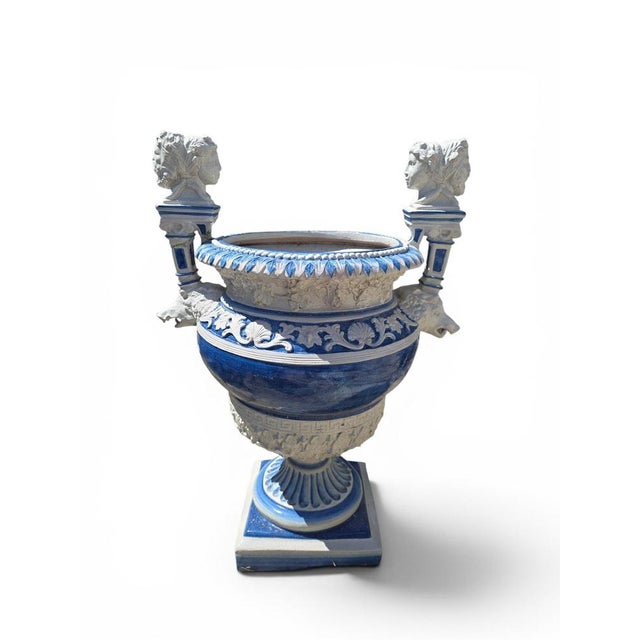 Hand-Painted Italian Garden Urns, 1950s, Set of 2 For Sale - Image 3 of 12